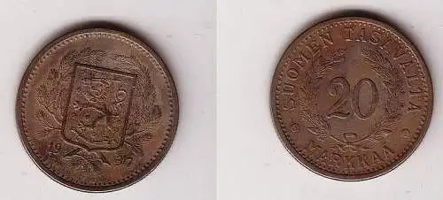 20 Markka Messing Münze Finnland 1937