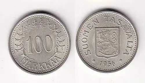 100 Markkaa Silber Münze Finnland 1956