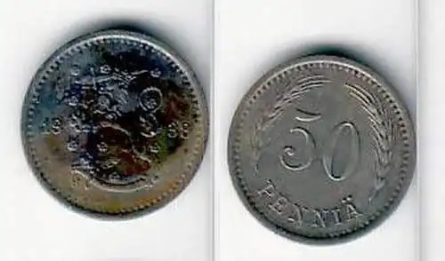 50 Penniä Nickel Münze Finnland 1938