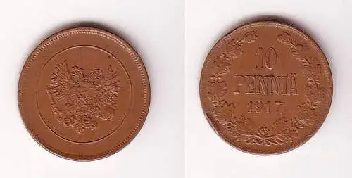 10 Penniä Kupfer Münze Finnland 1917