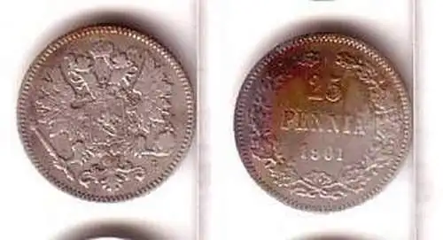 25 Penniä Silber Münze Finnland 1901