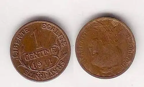 1 Centime Kupfer Münze Frankreich 1911