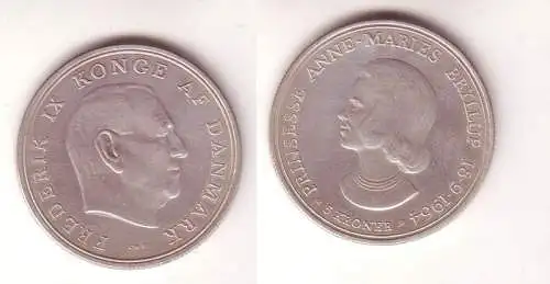 5 Kroner Silber Münze Dänemark 1964 Hochzeit