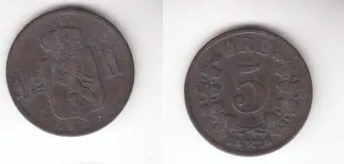 5 Öre Kupfer Münze Norwegen 1878 (112628)