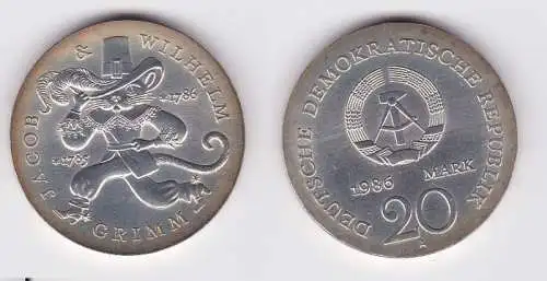 DDR Gedenk Münze 20 Mark Gebrüder Grimm 1986 (120004)