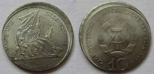 DDR Gedenk Münze 10 Mark Buchenwald 1972 Prägung zu 10% dezentral (100278)