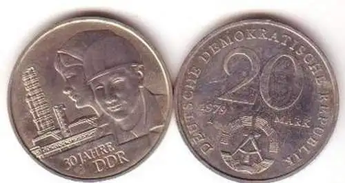 DDR Gedenk Münze 20 Mark 30. Jahrestag der DDR 1979