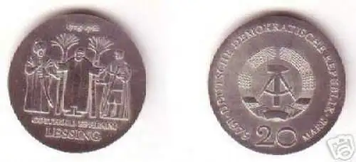 DDR Gedenk Münze 20 Mark Gotthold Ephraim Lessing 1979 Stempelglanz