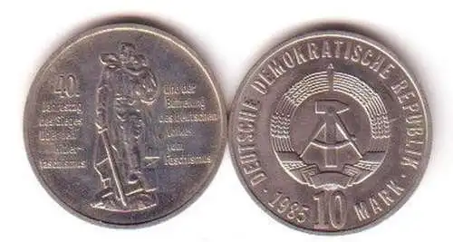 DDR Gedenk Münze 10 Mark 40 Jahre Kriegsende 1985