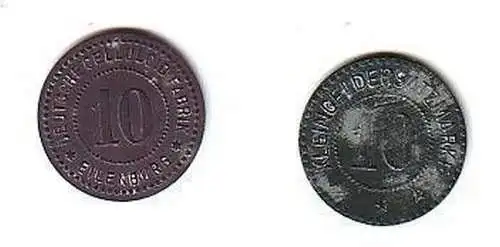 10 Pfennig Notmünze Celluloid Fabrik Eilenburg um 1918