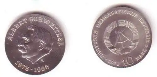 DDR Gedenk Münze 10 Mark Albert Schweitzer 1975 Stempelglanz