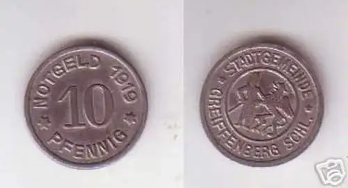 10 Pfennig Notgeld Münze Stadt Greiffenberg Schl. 1919