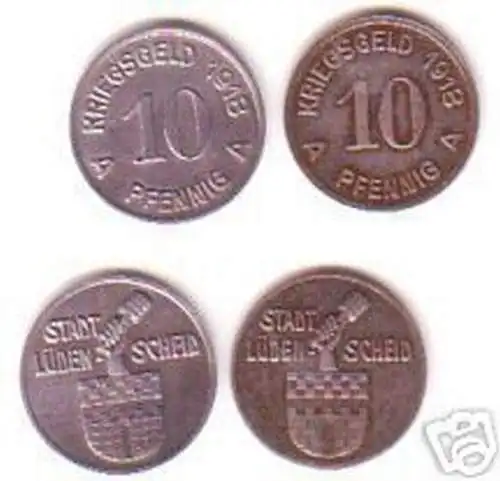 2 Münzen Notgeld 10 Pfennig Stadt Lüdenscheid 1918