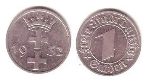 1 Gulden Nickel Münze Freie Stadt Danzig 1932