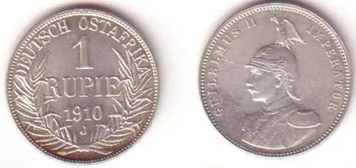 1 Rupie Silber Münze Deutsch Ost Afrika 1910 J (MU0831)