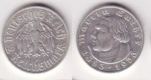 2 Mark Silber Münze Martin Luther 1933 A