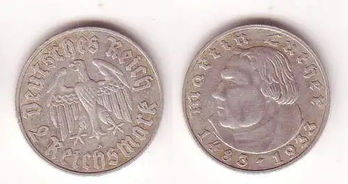 2 Mark Silber Münze Deutsches Reich Martin Luther 1933 A (109540)