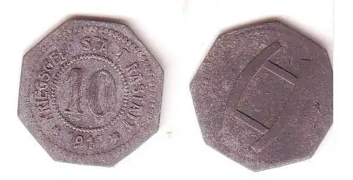 10 Pfennig Zink Not Münze Stadt Rastatt 1917