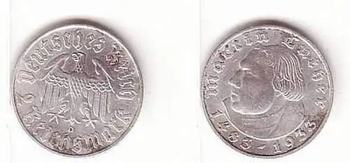 2 Mark Silber Münze Martin Luther 1933 D Jäger 352