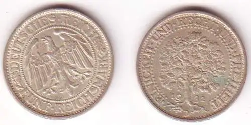 5 Mark Silber Münze Weimarer Republik Eichbaum 1932 D