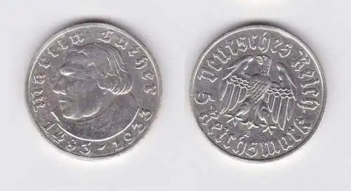 5 Mark Silber Münze Martin Luther 1933 A Jäger 353 (131031)