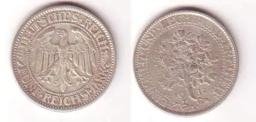 5 Mark Silber Münze Weimarer Republik Eichbaum 1932 A