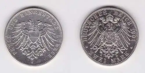 2 Mark Silbermünze freie und Hansestadt Lübeck 1901 Jäger 80 Stgl. (135378)