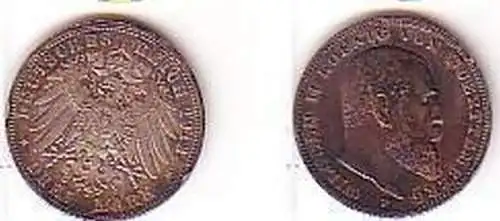 3 Mark Silber Münze Württemberg König Wilhelm II 1912