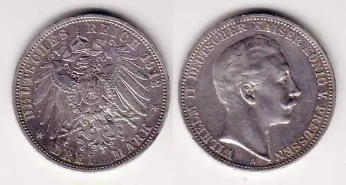 3 Mark Silber Münze Preussen Kaiser Wilhelm II 1912 A