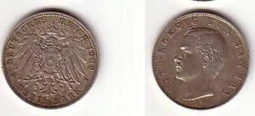 3 Mark Silber Münze Bayern König Otto 1911