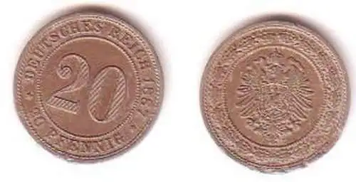 20 Pfennig Nickel Münze Deutsches Reich 1887 E Jäger 6