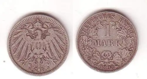 1 Mark Silber Münze Deutschland Kaiserreich 1893 A (109549)