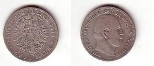 2 Mark Silbermünze Preussen Wilhelm I. 1876 A