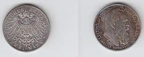 2 Mark Silber Münze Bayern Prinzregent Luitpold 1911