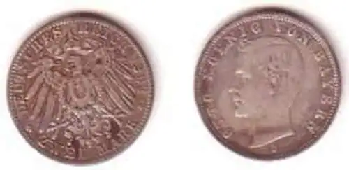 2 Mark Silber Münze 1902 Bayern König Otto