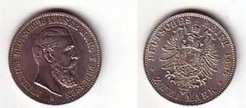 2 Mark Silber Münze Preussen Kaiser Friedrich 1888 A