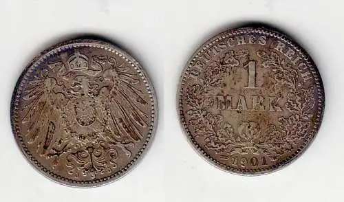 1 Mark Silber Münze Kaiserreich 1901 J