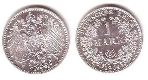 1 Mark Silber Münze Kaiserreich 1904 E in vz