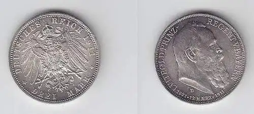 3 Mark Silber Münze Bayern Prinzregent Luitpold 1911