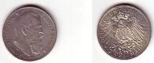 2 Mark Silber Münze Bayern Prinzregent Luitpold 1911