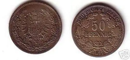 50 Pfennig Silber Münze Kaiserreich 1877 D