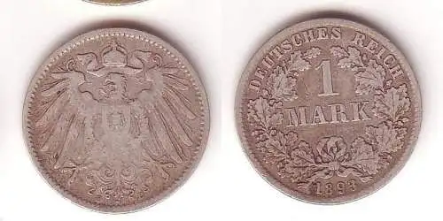 1 Mark Silber Münze Deutschland Kaiserreich 1893 D (109392)