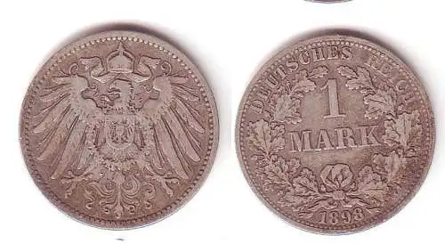 1 Mark Silber Münze Deutschland Kaiserreich 1898 A (109470)