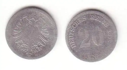 20 Pfennig Silber Münze Kaiserreich 1875 D