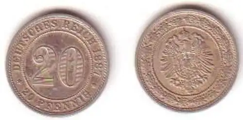 20 Pfennig Nickel Münze Deutsches Reich 1887 E Jäger 6