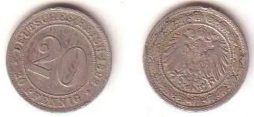 20 Pfennig Nickel Münze Deutsches Reich 1892 A Jäger 14