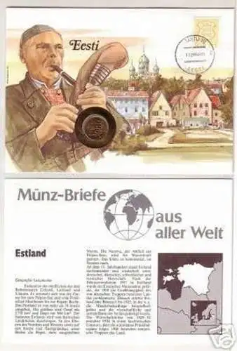 Numisbrief Estland mit 50 Senti Münze 1992