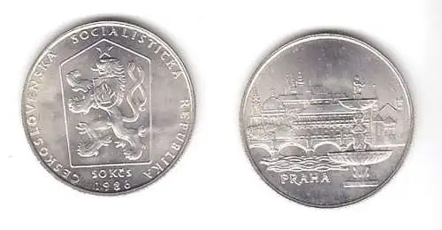 50 Kronen Silber Münze Tschechoslowakei Prag 1986 (111967)