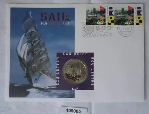 schöner Numisbrief ECU Niederlande 1995 Sail 95 Amsterdam in TOP Nr.7