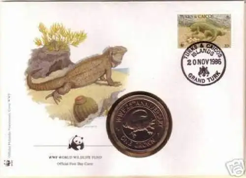 schöner Numisbrief Turks & Caicos Inseln 1 Crown 1988